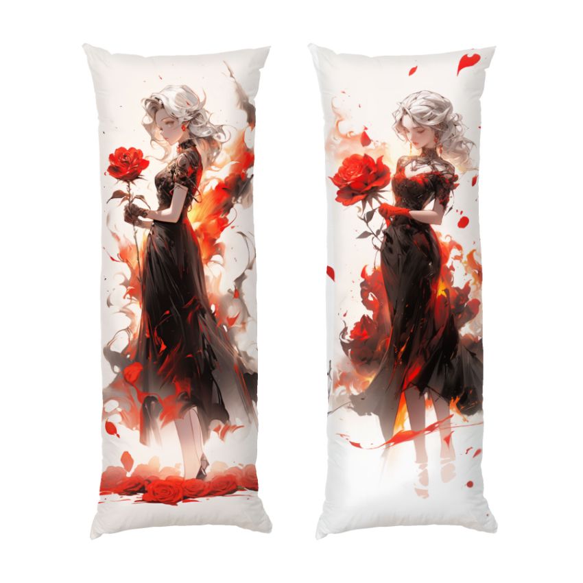 Аніме дівчина з трояндою Anime girl with red rose