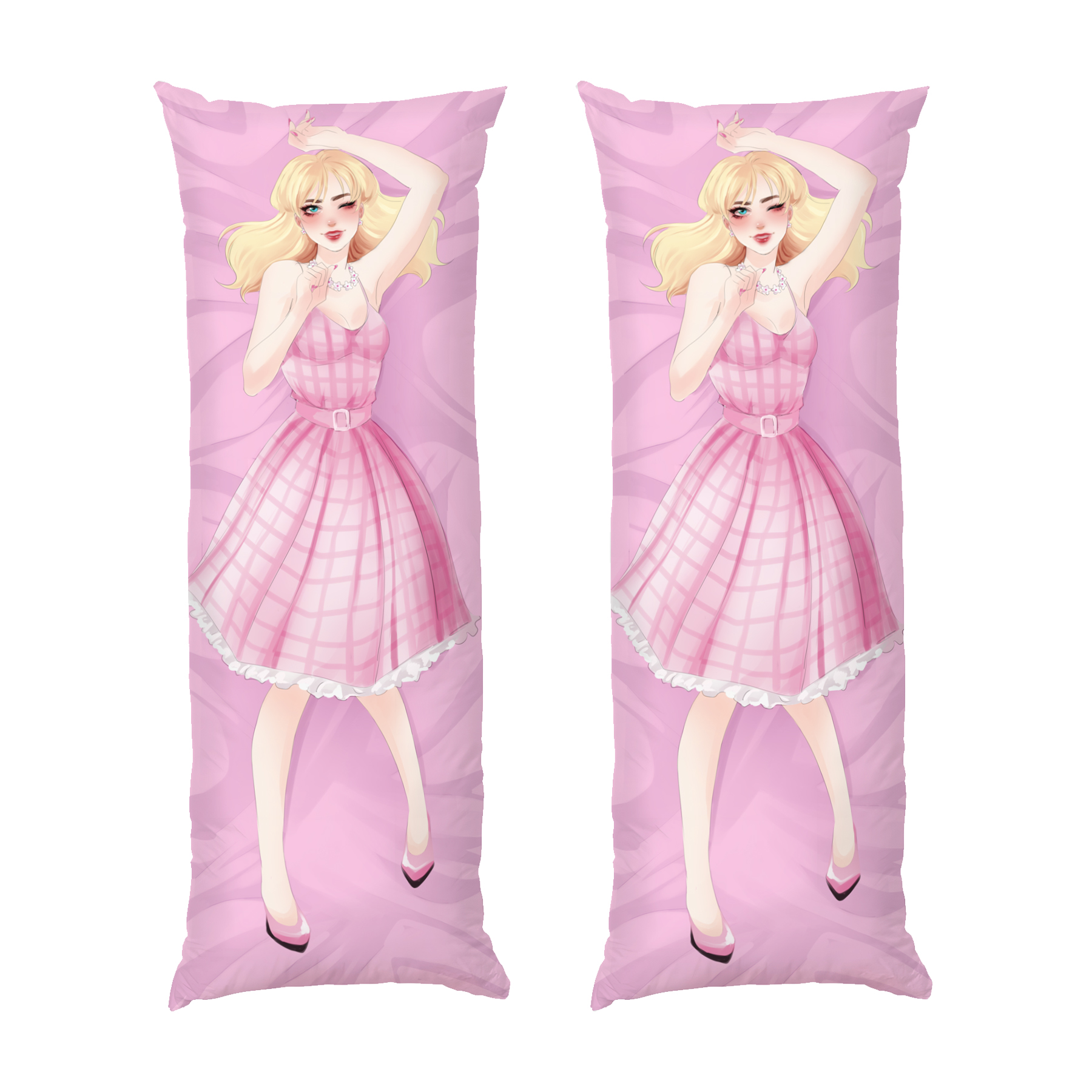 Барбі на рожевому фоні Маргот Роббі Аніме Арт Barbie on the pink background Margot Robbie Anime Art