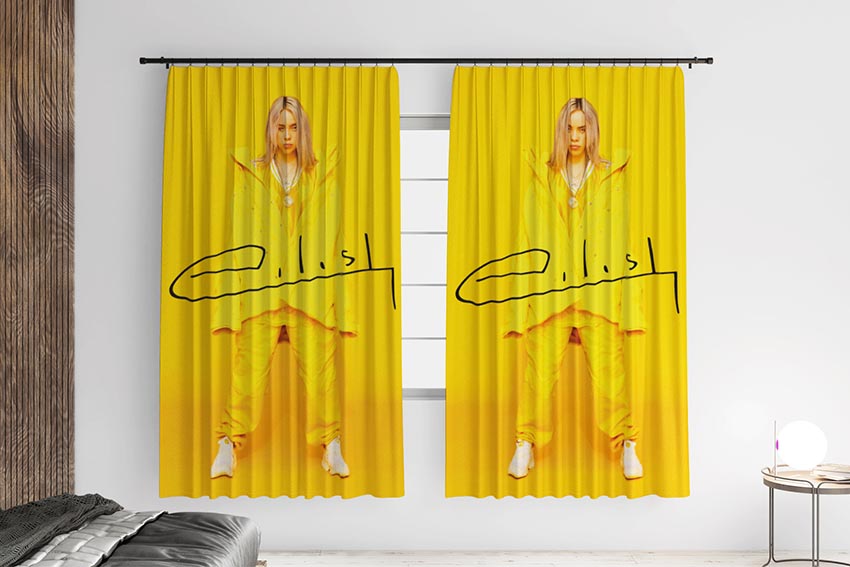 Біллі Айліш на жовтому фоні Billie Eilish on a yellow background