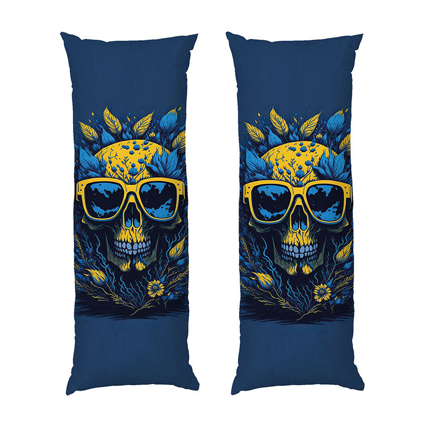 Череп у квітах Синьо жовтий