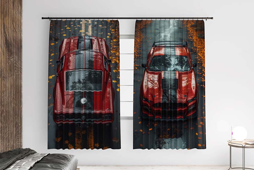 Червона машина в осені Red car in autumn