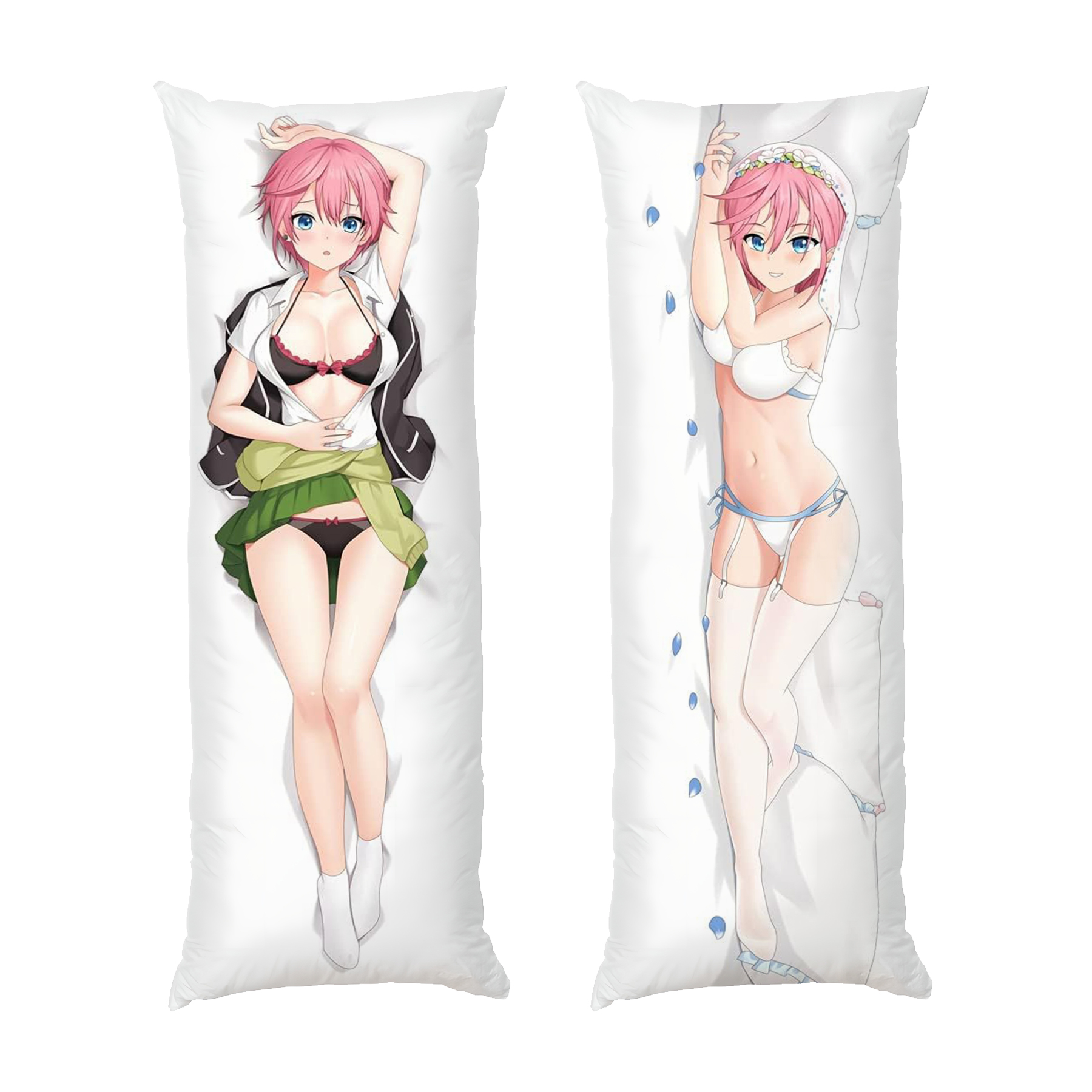 Дівчина з рожевим коротким волоссям Аніме Подушка Girl with a short pink hair Anime Pillow