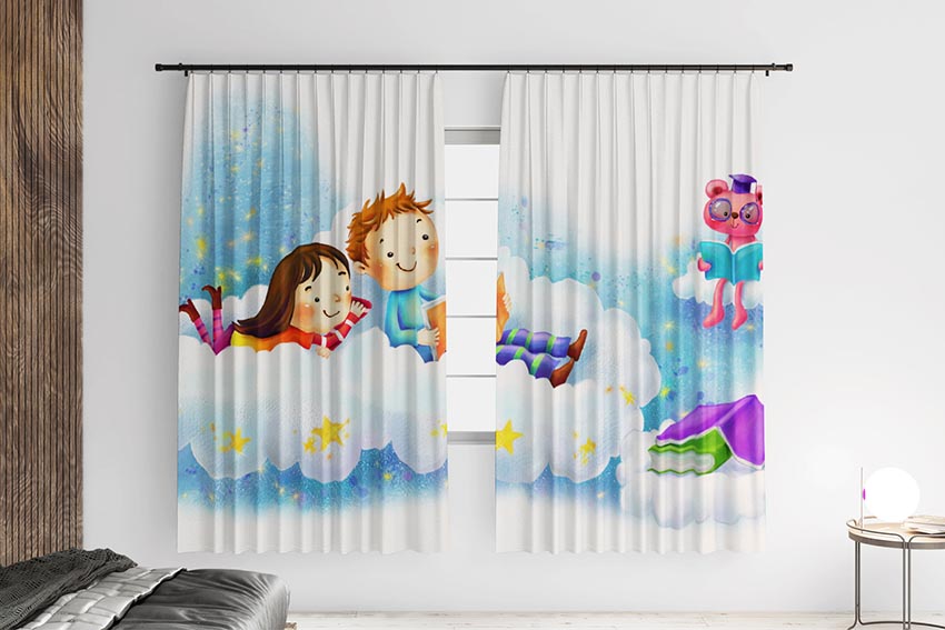 Дівчинка та хлопчик на хмарі A girl and a boy on a cloud