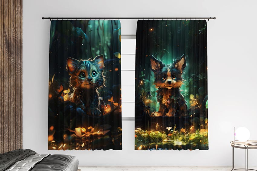 Кошеня та песик у лісі A kitten and a dog in the forest