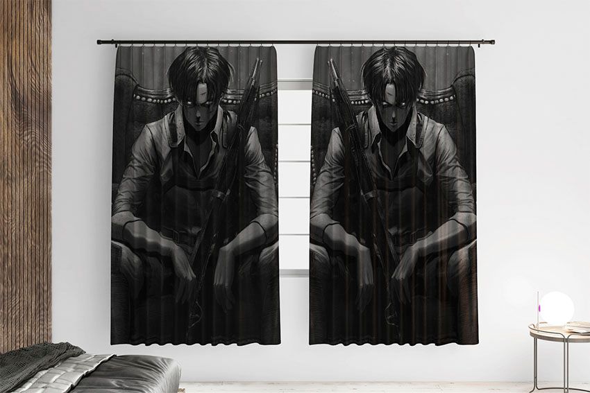 Леві Аккерман Чорно білий фон Атака Титанів Levi Ackerman Black and white background Attack on Titan