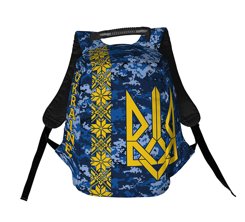 Піксель з тризубом синьо-жовтий Pixel with trident yellow-blue