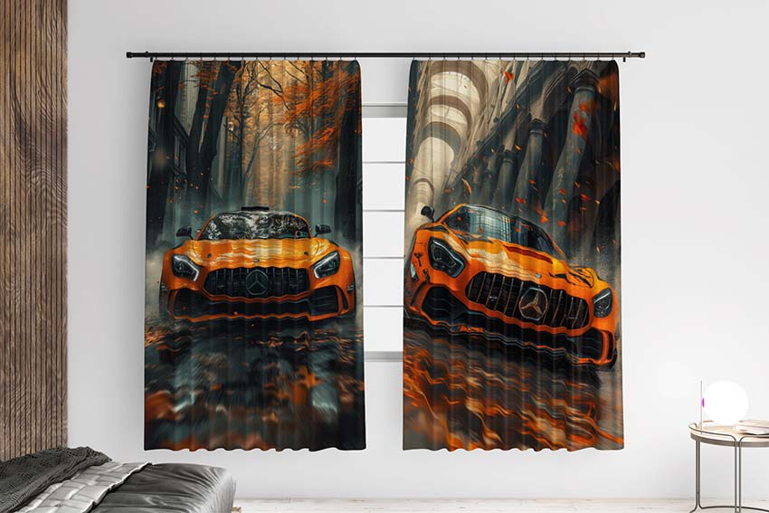 Помаранчева машина на гонках Orange car at the races