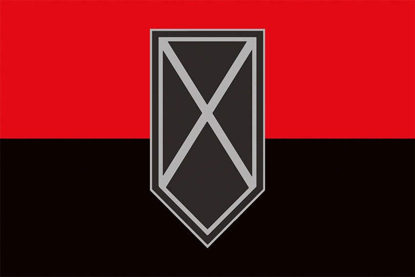 Флаг 1 стрелкового батальона 3 ОШБр (1 СБ 3 ОШБр) ВСУ красно черный