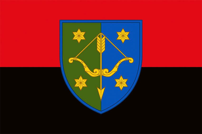 Прапор 10 армiйського корпусу (10 АК) СВ ЗСУ червоно чорний