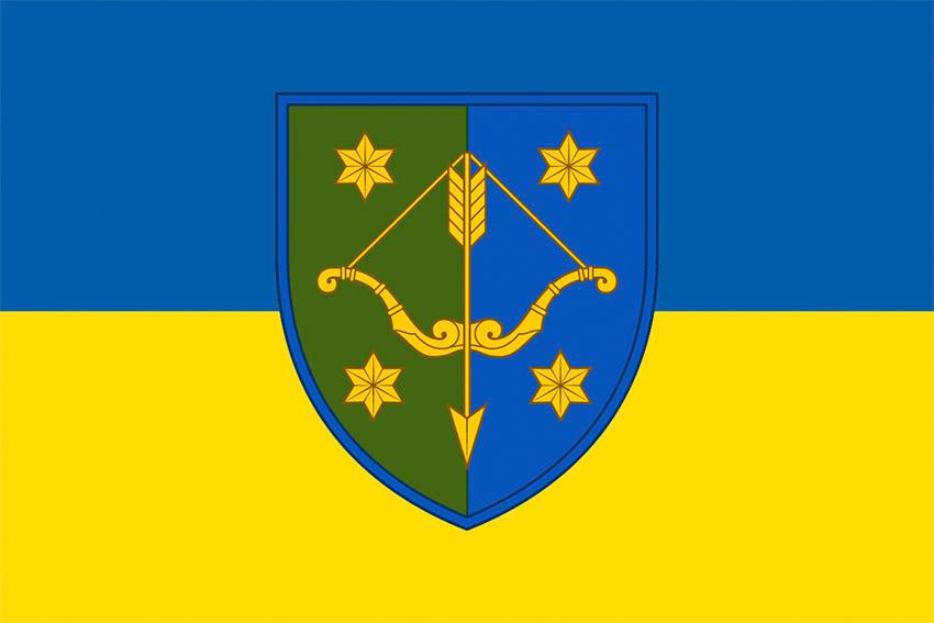 Прапор 10 армiйського корпусу (10 АК) СВ ЗСУ синьо жовтий