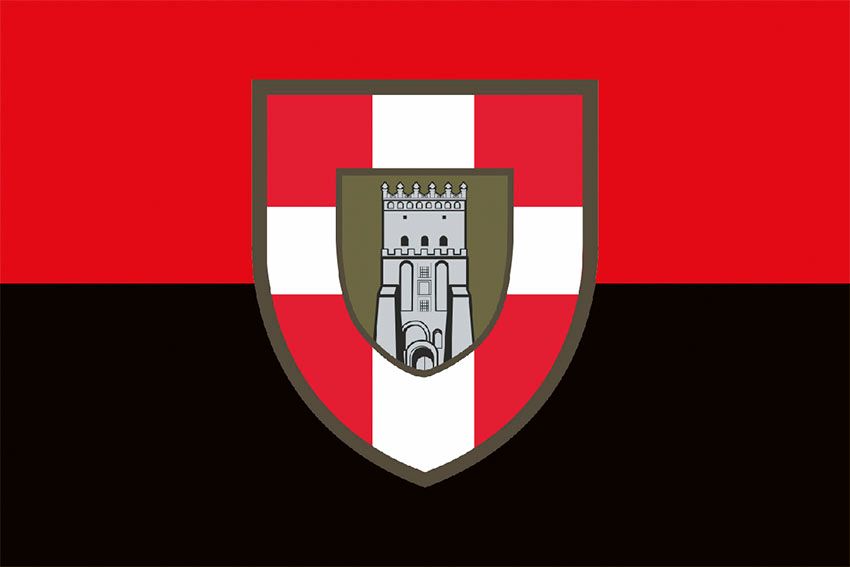 Флаг 100 отдельной механизированной бригады (100 ОМБр) СВ ВСУ красно черный