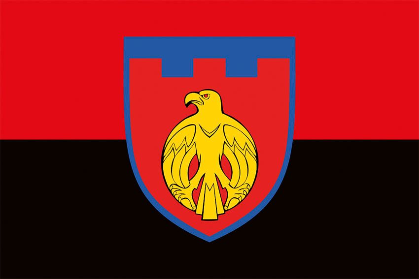 Прапор 121 окремої бригади територіальної оборони (121 ОБрТрО) ЗСУ червоно чорний