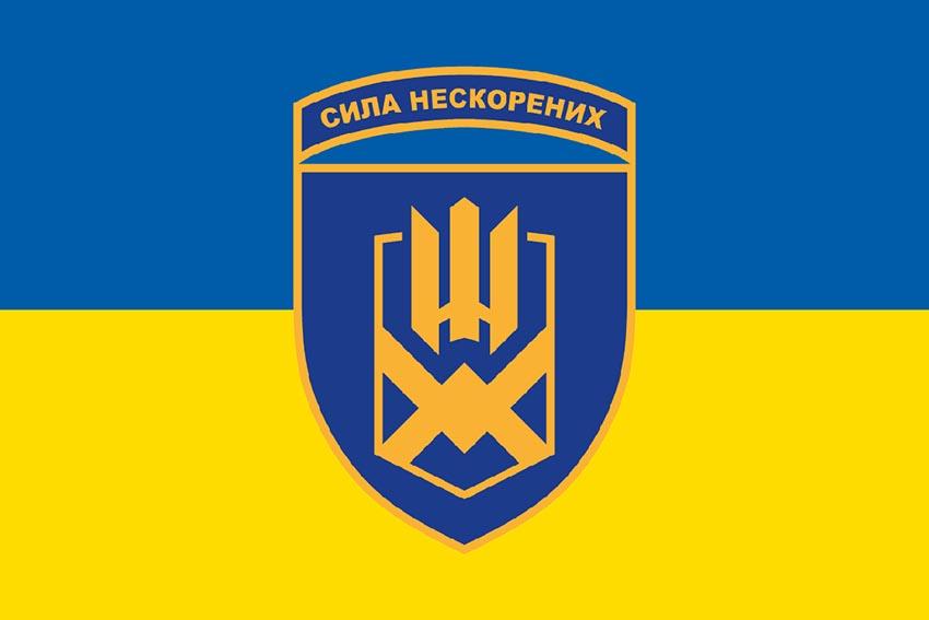 Прапор 153 окремої механізованої бригади (153 ОМБр) СВ ЗСУ (лого 2) синьо жовтий