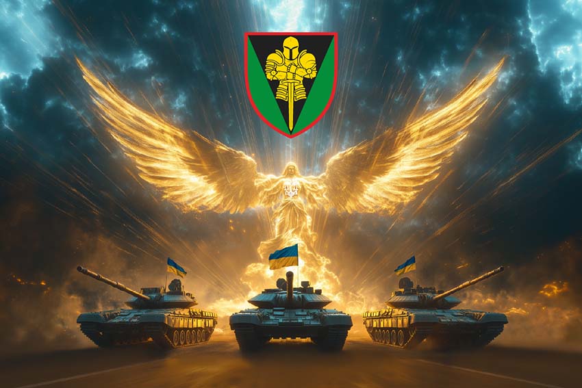 Прапор 17 ОТБр імені Костянтина Пестушка Янгол ЗСУ золотий