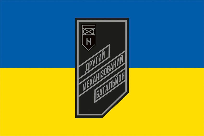 Прапор 2 механізованого батальйону 3 ОШБр (2 МБ 3 ОШБр) ЗСУ (лого 2) синьо жовтий