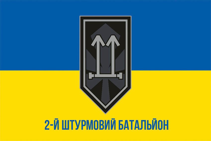 Прапор 2 штурмового батальйону 3 ОШБр (2 ШБ 3 ОШБр) ЗСУ синьо жовтий 1