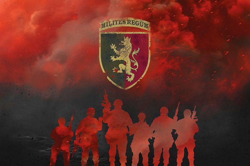 Прапор 24 окремої механізованої бригади (24 ОМБр) імені короля Данила ЗСУ Воїни світла червоно чорний