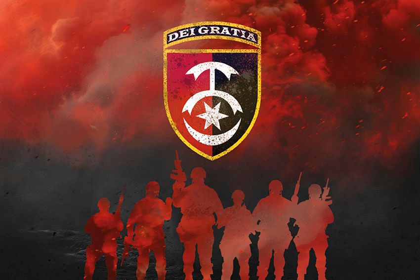 Прапор 30 ОМБр імені князя Костянтина Острозького ЗСУ Воїни світла червоно чорний