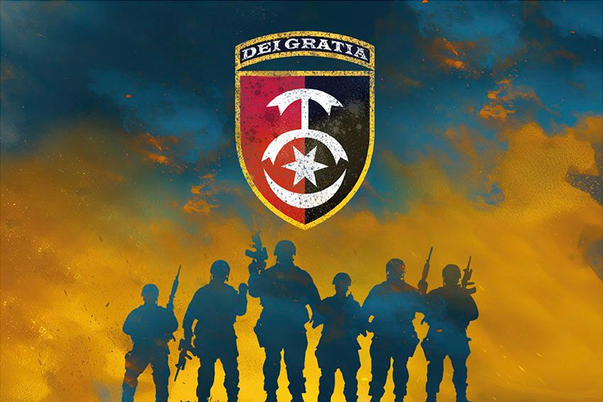 Прапор 30 ОМБр імені князя Костянтина Острозького ЗСУ Воїни світла синьо жовтий