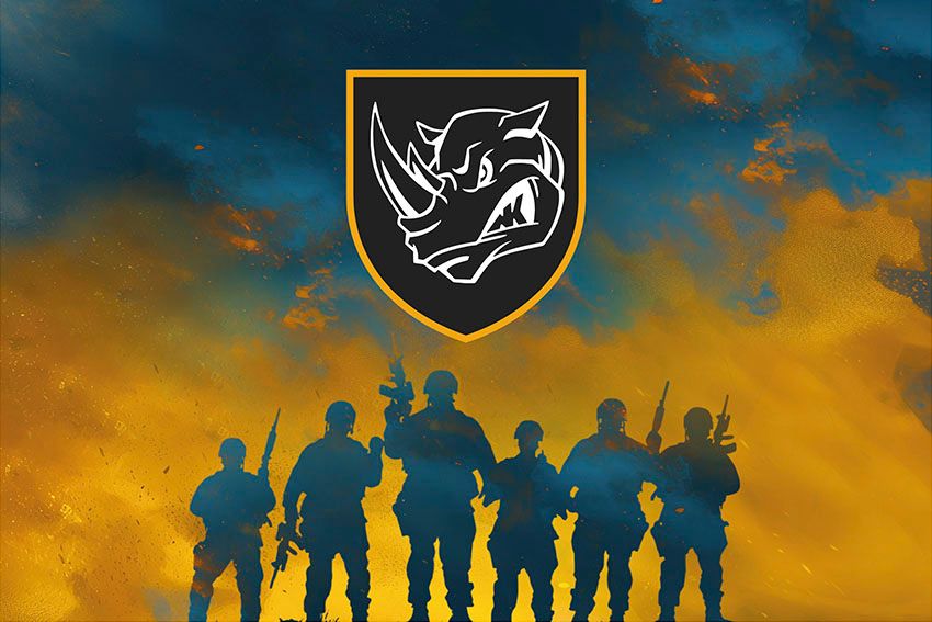 Прапор 4 окремої танкової бригади (4 ОТБр) імені Івана Виговського СВ ЗСУ Воїни світла синьо жовтий