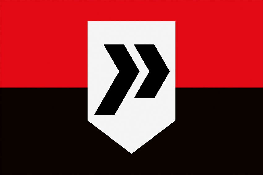 Прапор 413 окремого батальйону безпілотних систем «Рейд» (413 ОБ БпС) ЗСУ червоно чорний