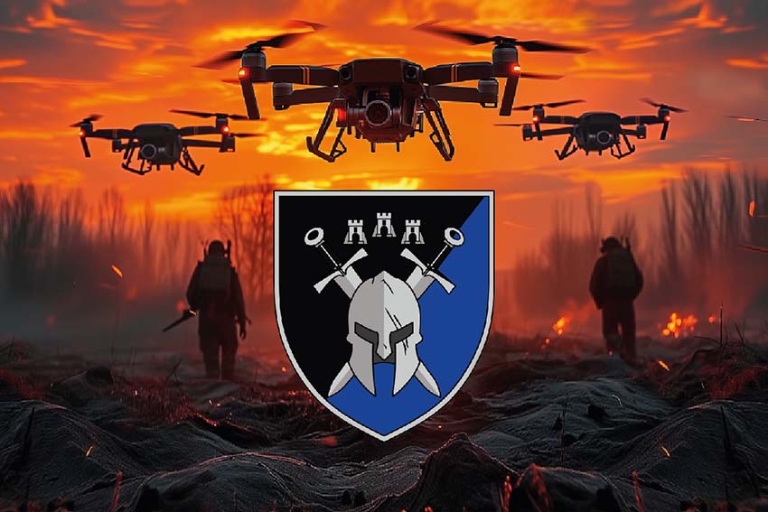 Прапор 42 окремої механізованої бригади (42 ОМБр) СВ ЗСУ (лого 3) дрони