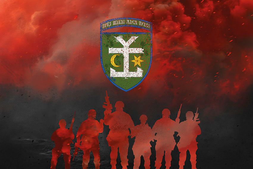 Прапор 54 окремої механізованої бригади (54 ОМБр) імені Івана Мазепи ЗСУ Воїни світла червоно чорний