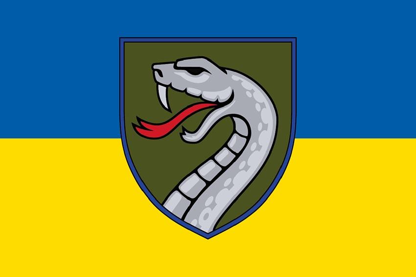 Прапор 61 окремої механізованої Степової бригади (61 ОМБр) СВ ЗСУ (лого 3) синьо жовтий