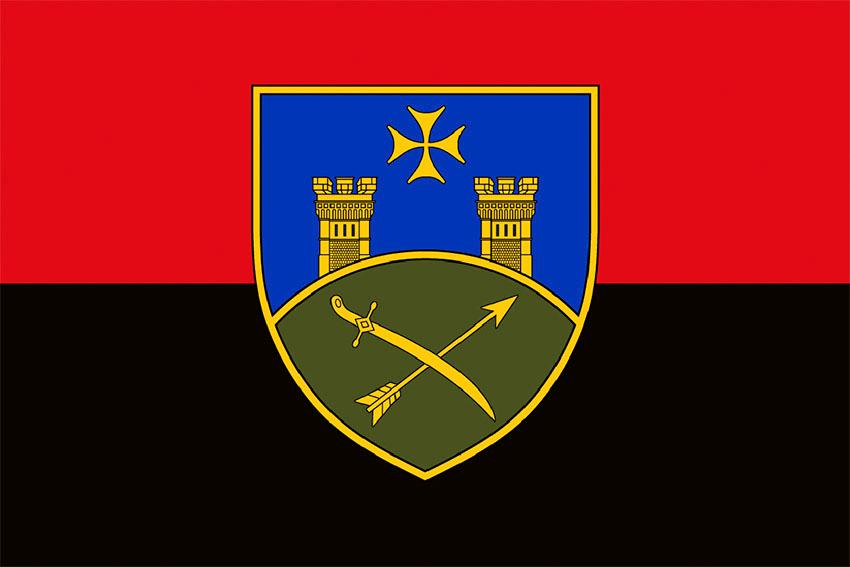 Прапор 9 армiйського корпусу (9 АК) СВ ЗСУ червоно чорний