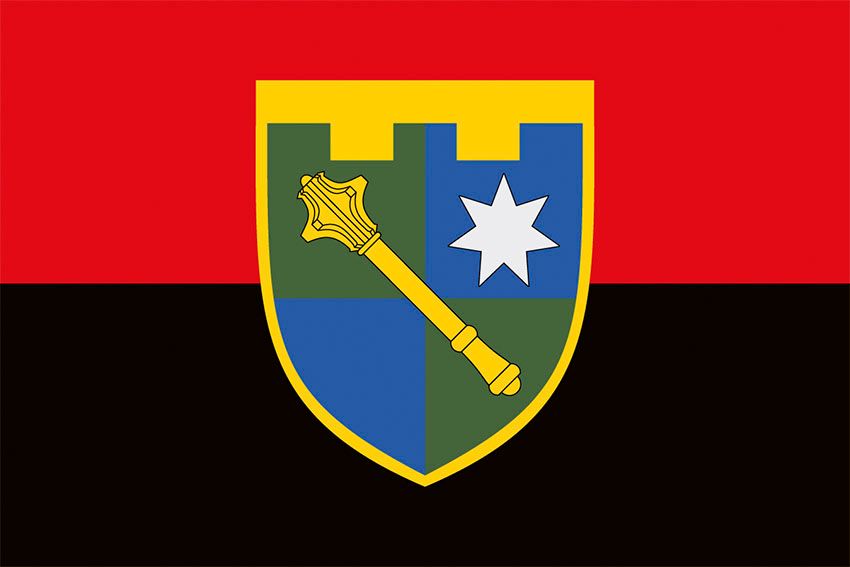 Прапор Регіонального управління Сил територіальної оборони «Схід» (РУ Сил ТрО «Схід») ЗСУ червоно чорний