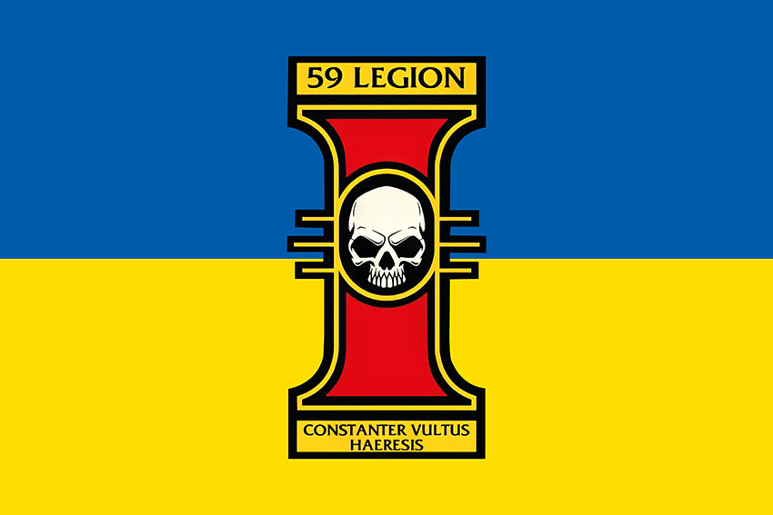 Прапор Зведеної групи БПЛА «Інквізиція» 59 ОШБр імені Якова Гандзюка ЗСУ синьо жовтий