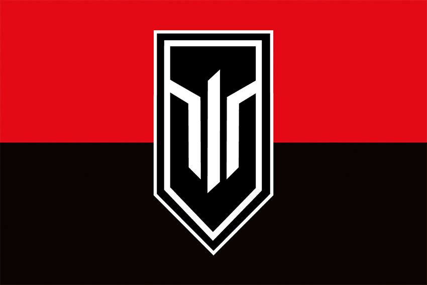 Прапор батальйону безпілотних систем 3 ОШБр ЗСУ (лого 2) червоно чорний