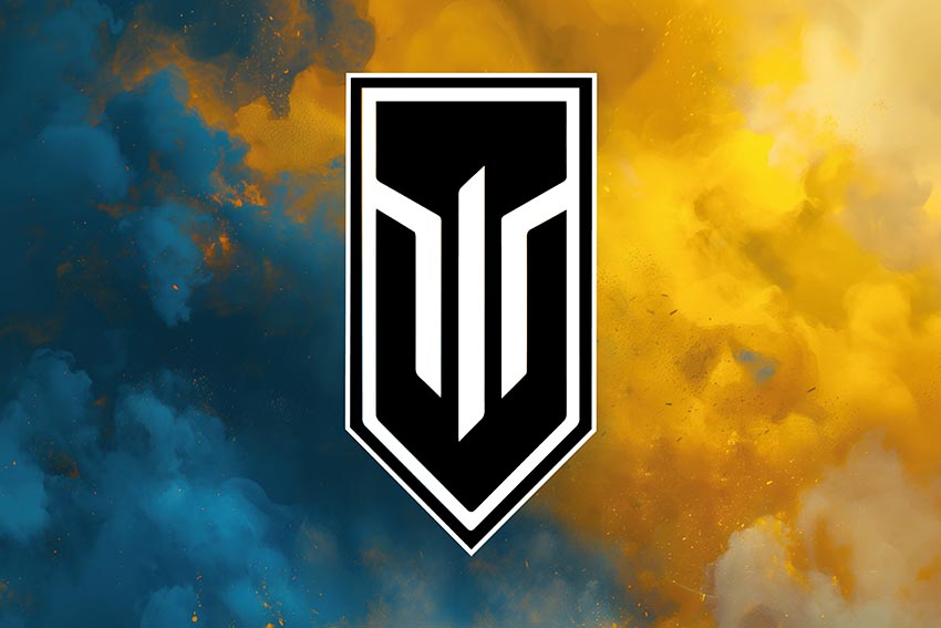 Прапор батальйону безпілотних систем 3 ОШБр ЗСУ (лого 2) синьо жовтий світанок