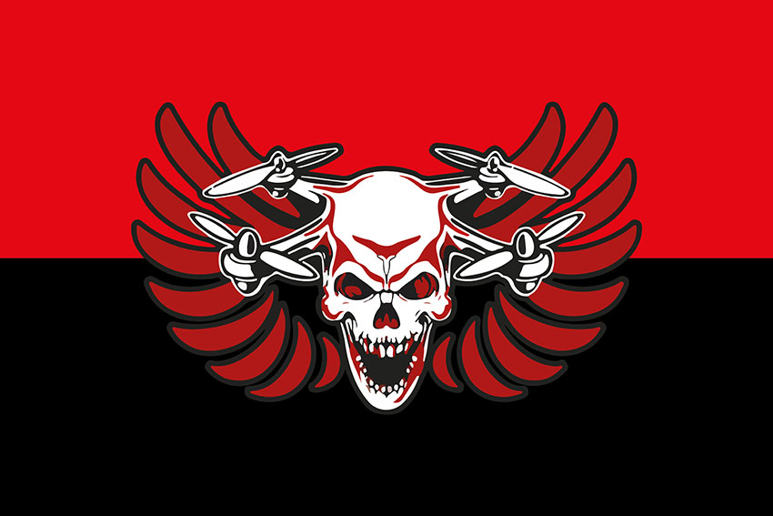 Прапор батальйону безпілотних систем 44 ОМБр СВ ЗСУ червоно чорний