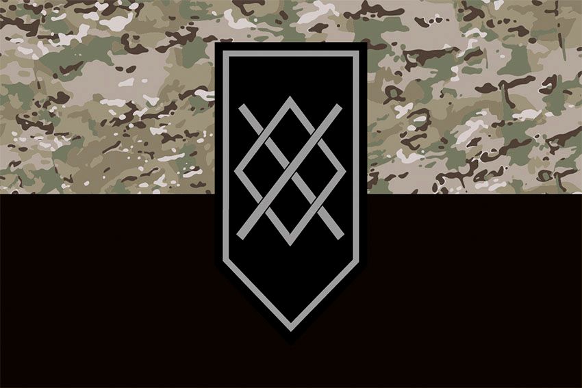 Прапор окремого взводу снайперів «GAR» 3 ОШБр ЗСУ камуфляж чорний