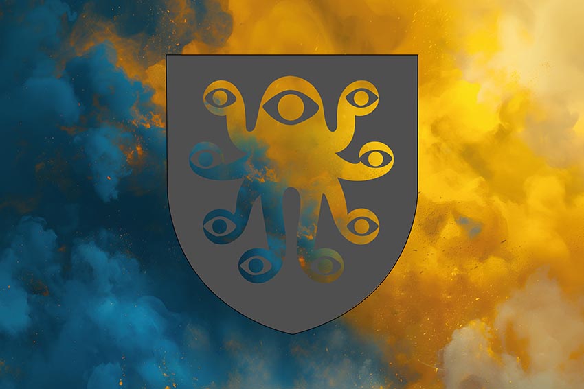 Прапор підрозділу БПЛА 38 ОБрМП ВМС ЗСУ синьо жовтий світанок