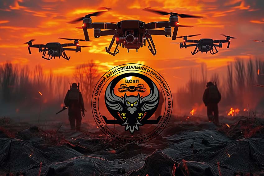 Прапор підрозділу ударних та розвідувальних БПЛА спецпідрозділу НГУ «Омега» (лого 2) дрони