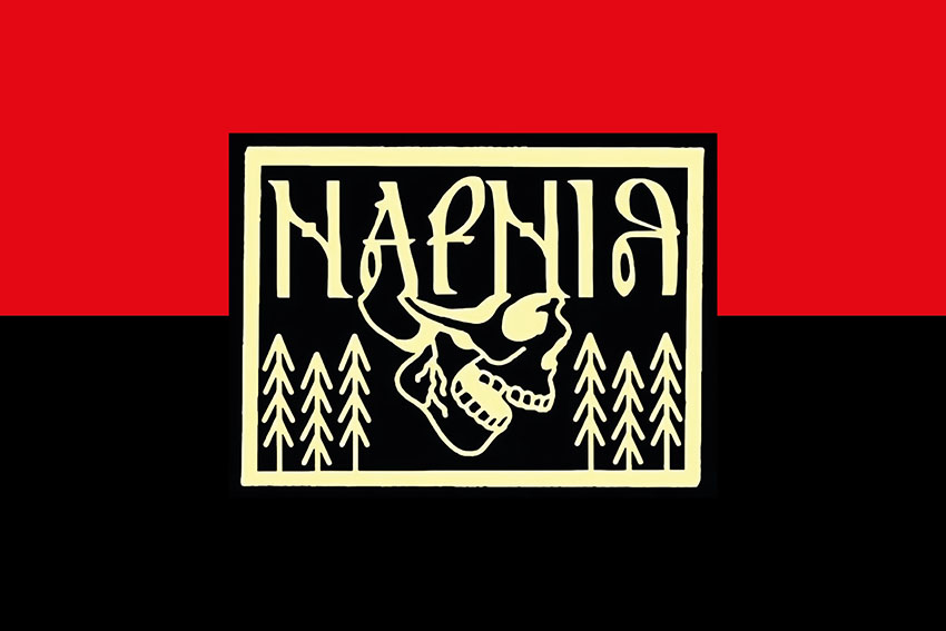 Прапор роти розвідувальних та ударних БПЛА «Нарнія» ЗСУ червоно чорний