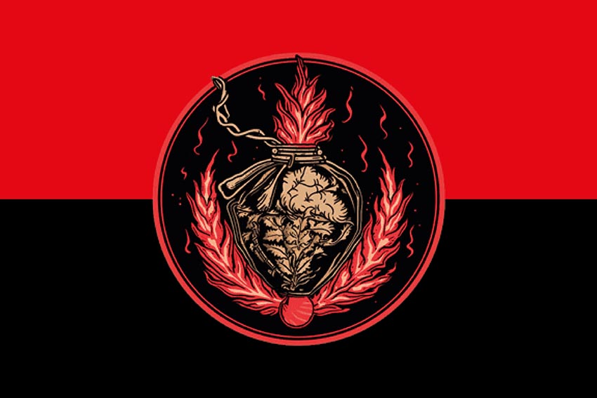 Прапор роти ударних БПЛА 2 мехбату 47 ОМБр «Маґура» ЗСУ червоно чорний