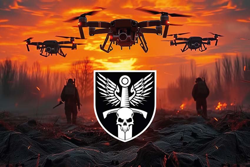 Прапор роти ударних БПЛА 33 ОМБр ЗСУ (лого 2) дрони