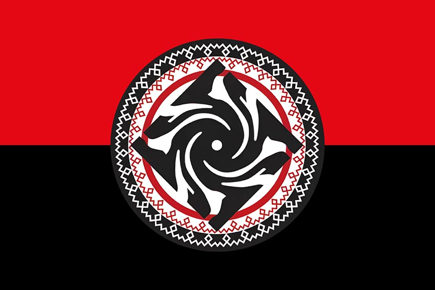 Прапор роти ударних БПЛА 46 ОАеМБр ДШВ ЗСУ червоно чорний