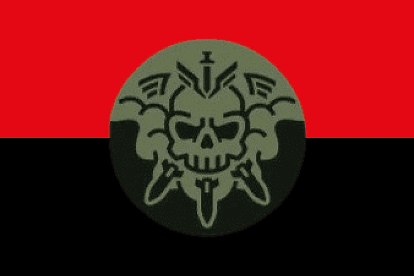 Прапор роти ударних БПЛА 77 ОАеМБр ДШВ ЗСУ червоно чорний