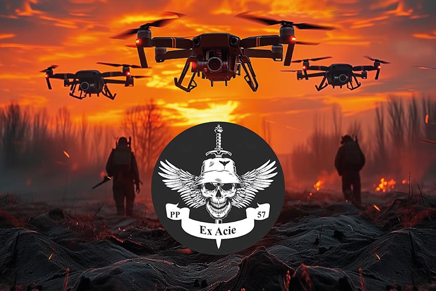 Прапор роти ударних БПЛА «Ex Acie» 57 ОМПБр імені Костя Гордієнка ЗСУ дрони
