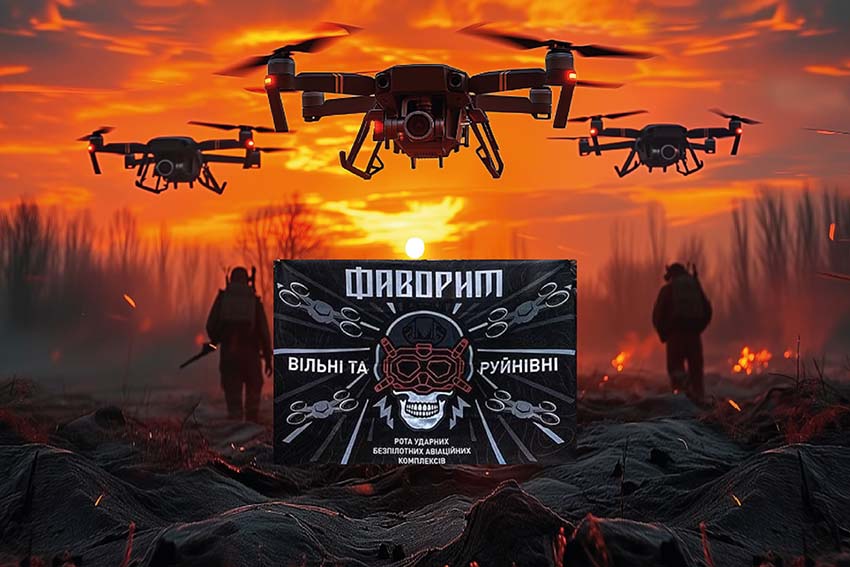 Прапор роти ударних БПЛА «Фаворит» 107 ОБрТрО ЗСУ дрони