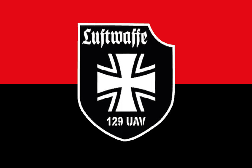 Прапор роти ударних та розвідувальних БПЛА 129 ОБрТрО ЗСУ червоно чорний