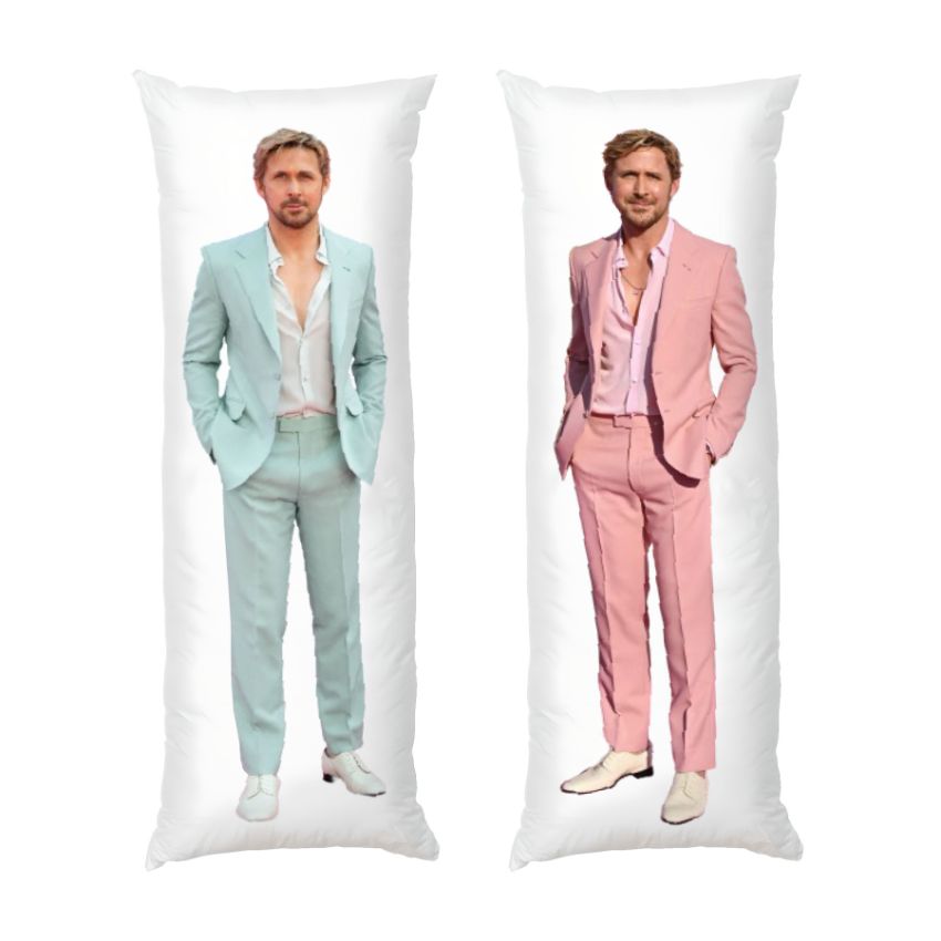 Райан Гослинг в розовом и мятном костюме Ryan Gosling in a pink and mint suit