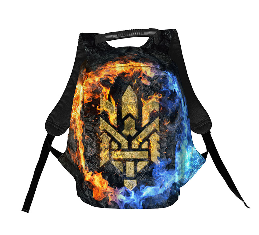 Тризуб жовтий та блакитний вогонь Trident yellow and blue fire