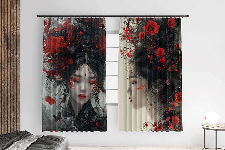 Японська дівчина з квітами Japanese girl with flowers