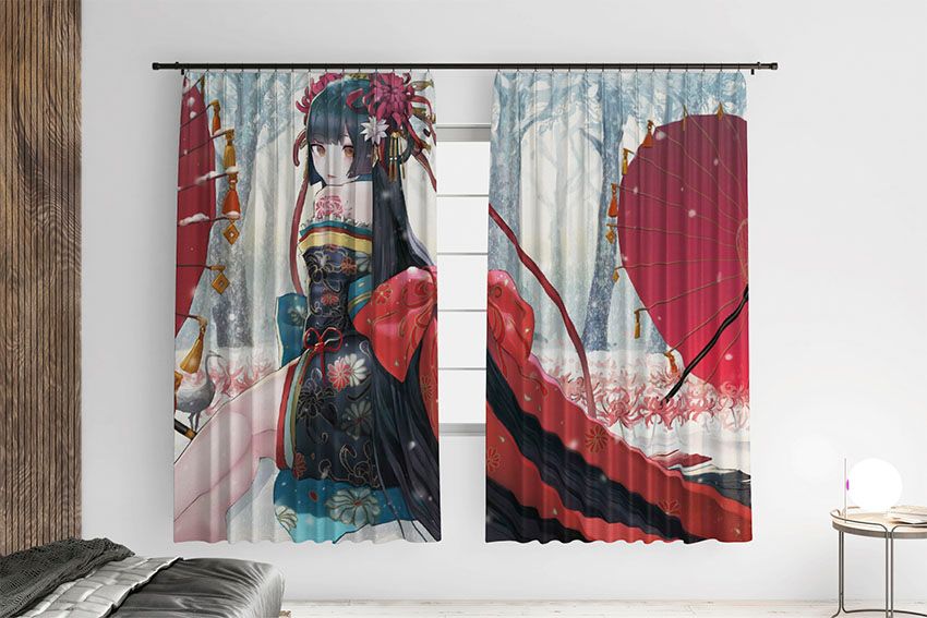 Японська дівчинка на снігу Арт Japanese girl in the snow Art