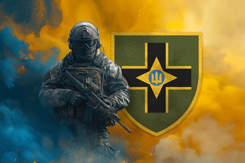 prapor 28 ombr imeni lytsariv zymovoho pokhodu zsu voin z herbom pidrozdilu jpg